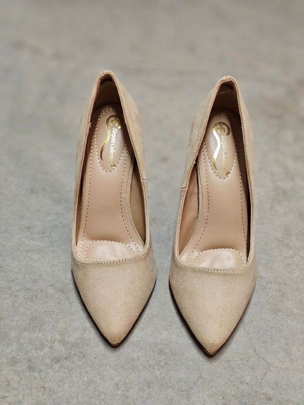 Nude Faux Suede Pointed Toe Stiletto High Heels Womens Elegant Formal Pumps - Picture 11 of 13